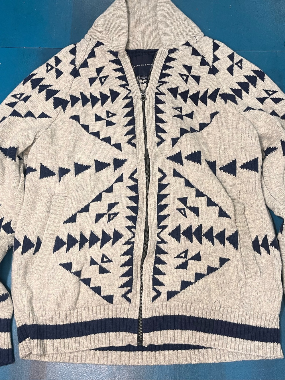 American Eagle Full Zip Knit Sweater Large